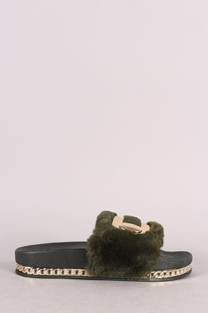 Gold Link Chain Slippers