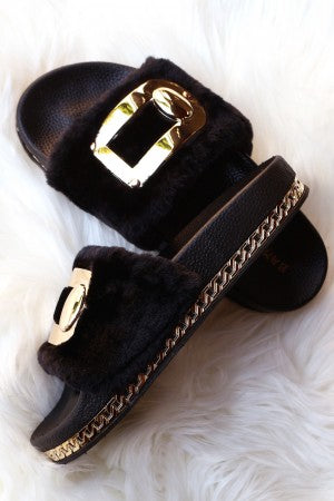Gold Link Chain Slippers