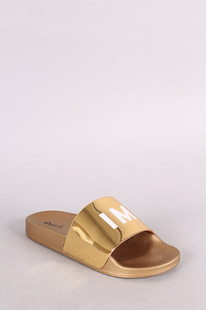 Im Shook Metallic Slippers