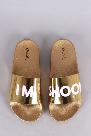 Im Shook Metallic Slippers