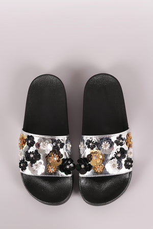 Floral Applique Slippers