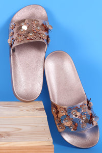 Floral Applique Slippers