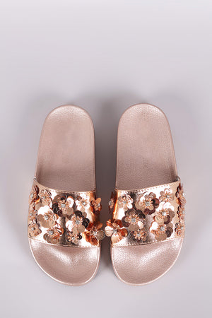 Floral Applique Slippers