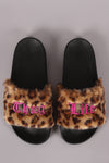 Thug Life Faux Leopard Slippers