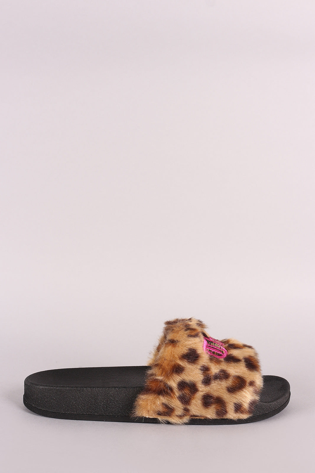 Thug Life Faux Leopard Slippers