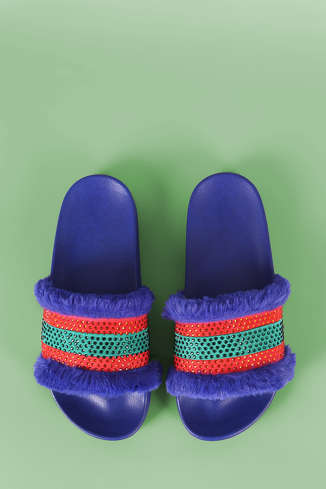 Rhinestone Faux Fur Slipper