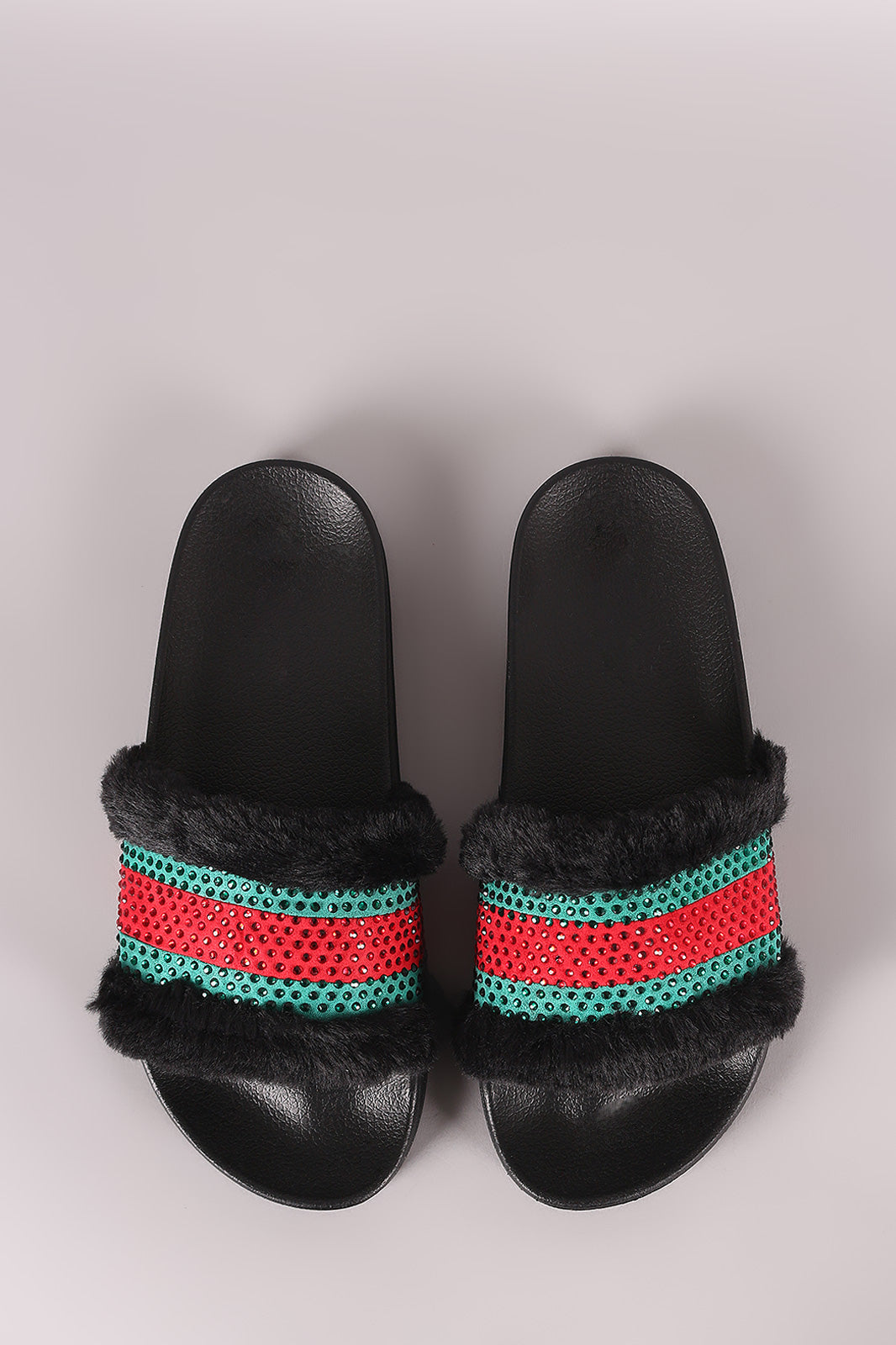 Rhinestone Faux Fur Slipper