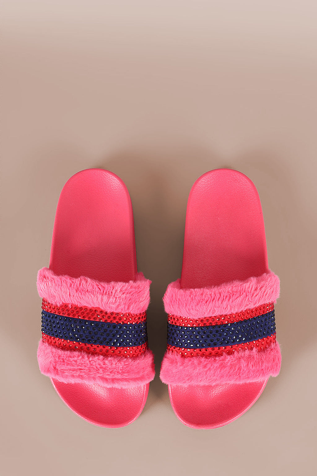 Rhinestone Faux Fur Slipper