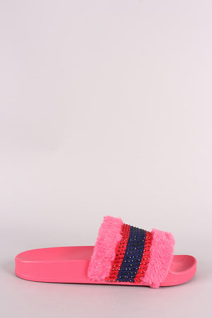 Rhinestone Faux Fur Slipper