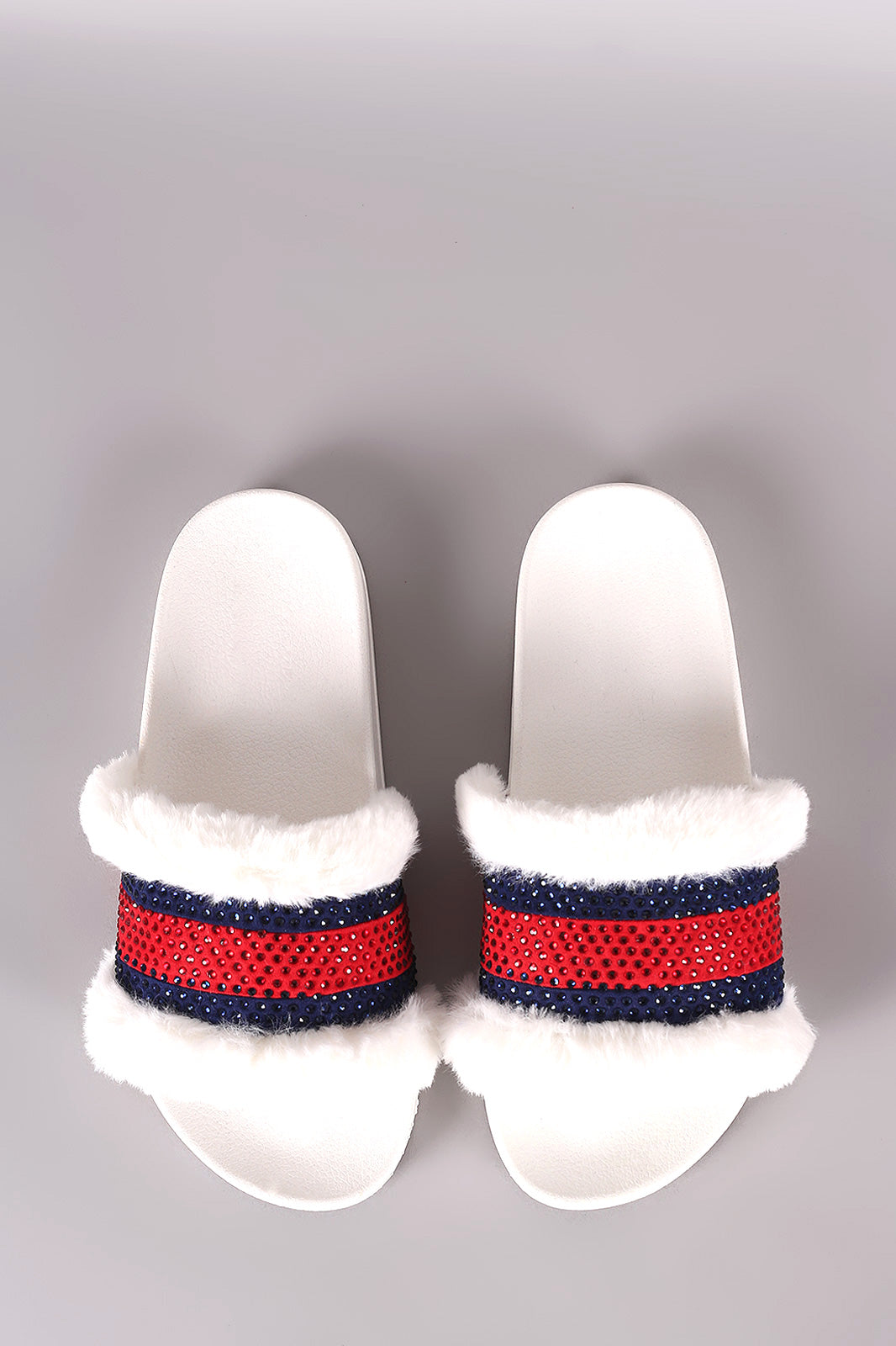Rhinestone Faux Fur Slipper