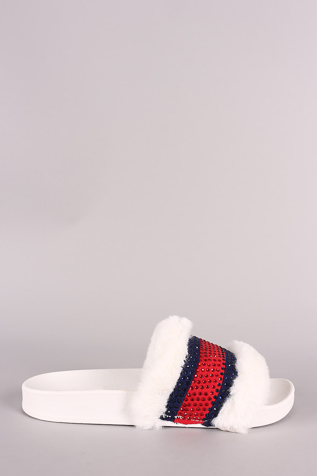 Rhinestone Faux Fur Slipper